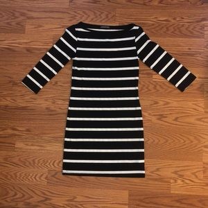 Soprano light knit dress. Black & white stripe, size Small.